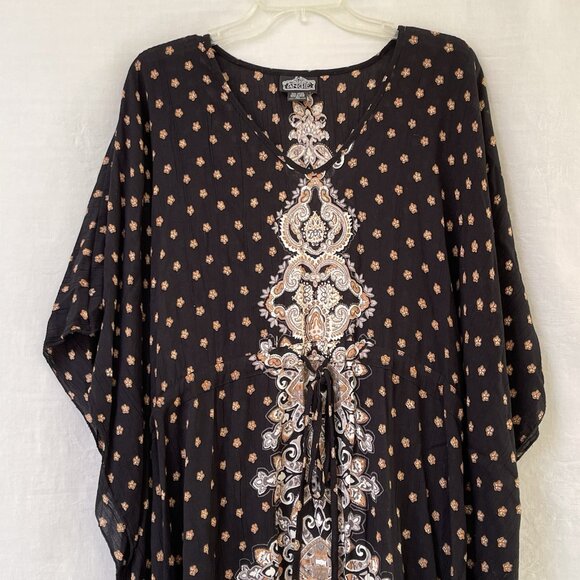 Angie Women Large Blouse Top Shirt Boxy Cover Green Pullover Boho Relax Flowy - Picture 2 of 9